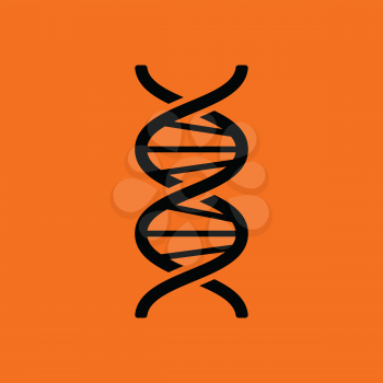DNA icon. Orange background with black. Vector illustration.