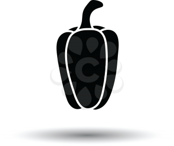 Pepper icon. White background with shadow design. Vector illustration.