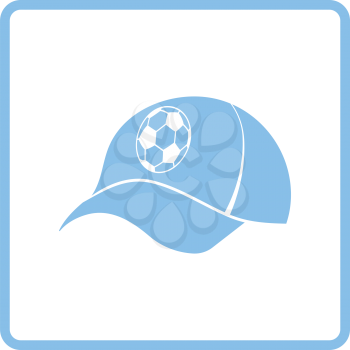 Football fans cap icon. Blue frame design. Vector illustration.