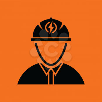 Electric engineer icon. Orange background with black. Vector illustration.