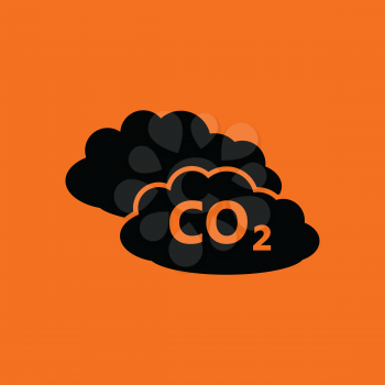 CO 2 cloud icon. Orange background with black. Vector illustration.