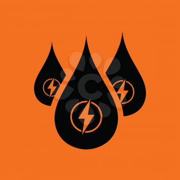 Hydro energy drops  icon. Orange background with black. Vector illustration.