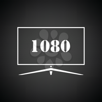 Wide tv icon. Black background with white. Vector illustration.