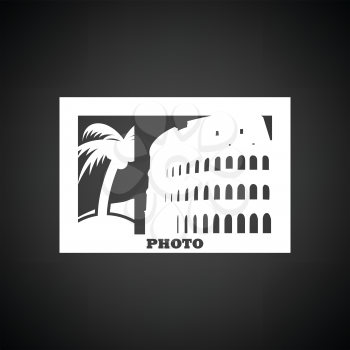 Digital photo frame icon. Black background with white. Vector illustration.