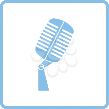 Old microphone icon. Blue frame design. Vector illustration.
