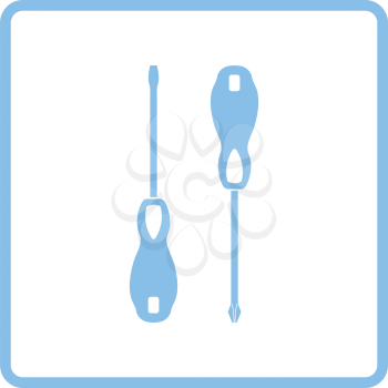 Screwdriver icon. Blue frame design. Vector illustration.