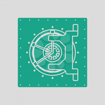 Safe icon. Gray background with green. Vector illustration.