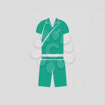 Tennis man uniform icon. Gray background with green. Vector illustration.