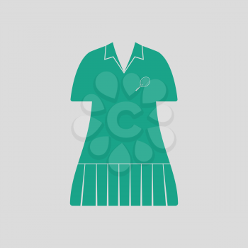 Tennis woman uniform icon. Gray background with green. Vector illustration.