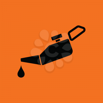 Oil canister icon. Orange background with black. Vector illustration.