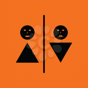 Toilet icon. Orange background with black. Vector illustration.