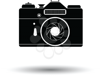 Icon of retro film photo camera. White background with shadow design. Vector illustration.