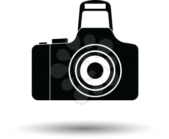 Icon of photo camera. White background with shadow design. Vector illustration.