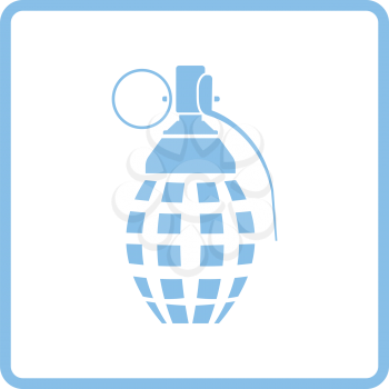 Defensive grenade icon. Blue frame design. Vector illustration.