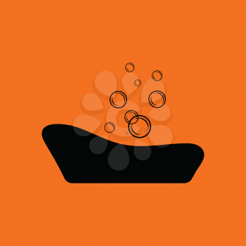 Baby bathtub icon. Orange background with black. Vector illustration.