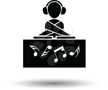 Night club DJ icon. White background with shadow design. Vector illustration.