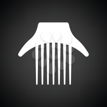 Comb icon. Black background with white. Vector illustration.
