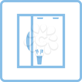 Bathroom mirror icon. Blue frame design. Vector illustration.