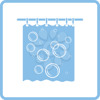 Bath curtain icon. Blue frame design. Vector illustration.