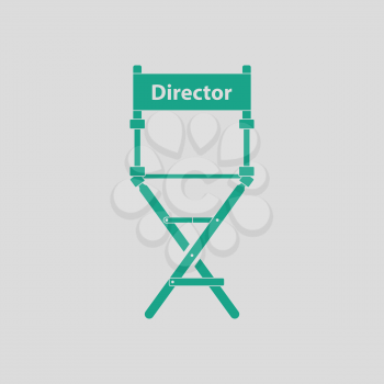 Director chair icon. Gray background with green. Vector illustration.