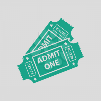 Cinema tickets icon. Gray background with green. Vector illustration.