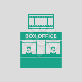 Box office icon. Gray background with green. Vector illustration.