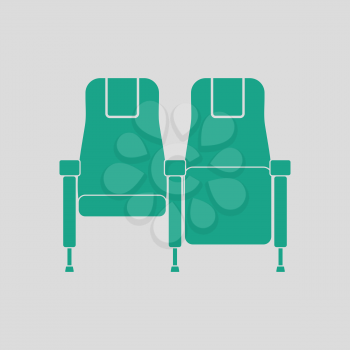 Cinema seats icon. Gray background with green. Vector illustration.