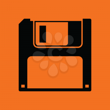 Floppy icon. Orange background with black. Vector illustration.