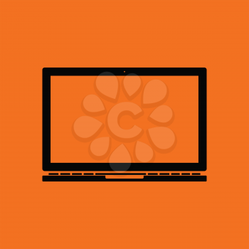 Laptop icon. Orange background with black. Vector illustration.