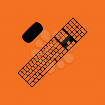Keyboard icon. Orange background with black. Vector illustration.