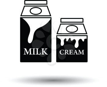 Milk and cream container icon. White background with shadow design. Vector illustration.