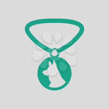 Dog medal icon. Gray background with green. Vector illustration.