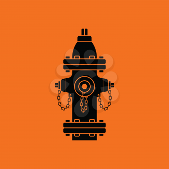Fire hydrant icon. Orange background with black. Vector illustration.