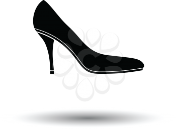 Middle heel shoe icon. White background with shadow design. Vector illustration.