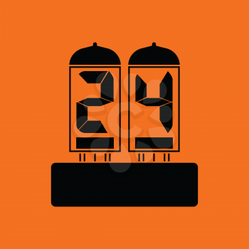 Electric numeral lamp icon. Orange background with black. Vector illustration.