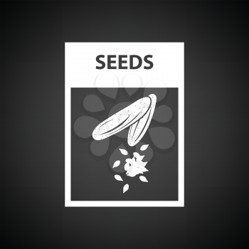 Seed pack icon. Black background with white. Vector illustration.