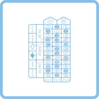 Roulette table icon. Blue frame design. Vector illustration.
