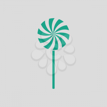 Stick candy icon. Gray background with green. Vector illustration.