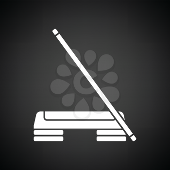 Step board and stick icon. Black background with white. Vector illustration.