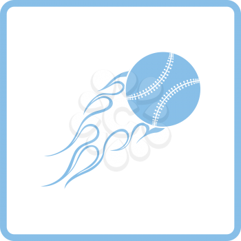 Baseball fire ball icon. Blue frame design. Vector illustration.