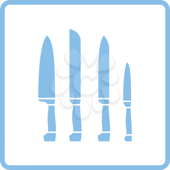 Kitchen knife set icon. Blue frame design. Vector illustration.