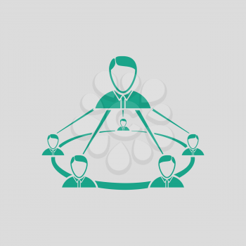 Business team icon. Gray background with green. Vector illustration.