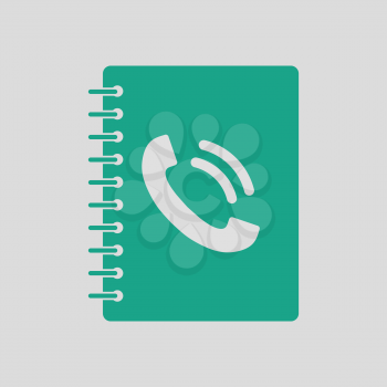 Phone book icon. Gray background with green. Vector illustration.
