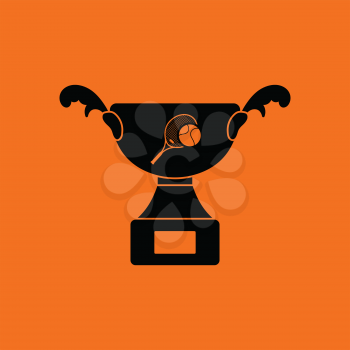 Tennis cup icon. Orange background with black. Vector illustration.