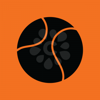 Tennis ball icon. Orange background with black. Vector illustration.