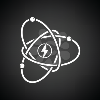 Atom energy icon. Black background with white. Vector illustration.