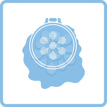 Sewing hoop icon. Blue frame design. Vector illustration.
