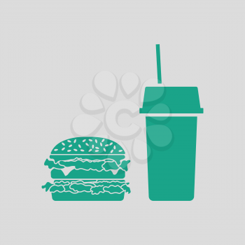 Fast food icon. Gray background with green. Vector illustration.