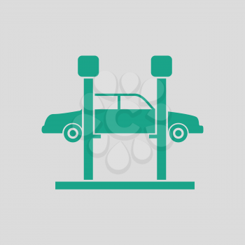 Car lift icon. Gray background with green. Vector illustration.