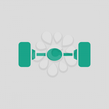 Car rear axle icon. Gray background with green. Vector illustration.